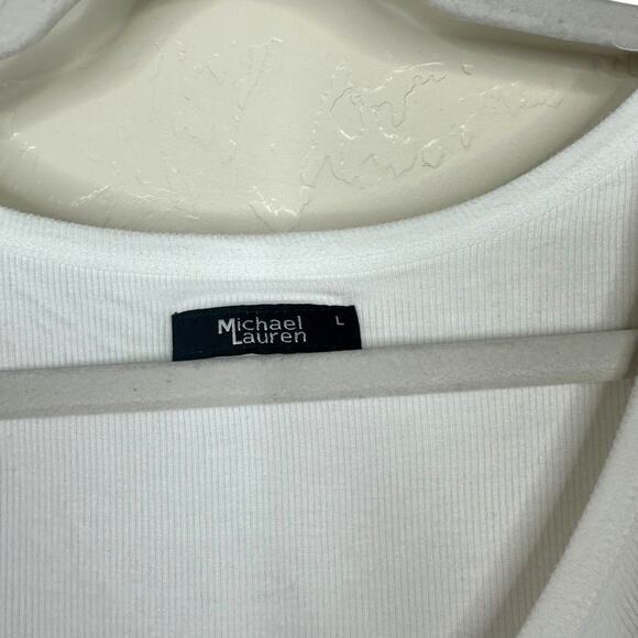 Michael Lauren NWT Revolve White Salvatore V-Neck Ruched Front Crop Top Large - Picture 8 of 9